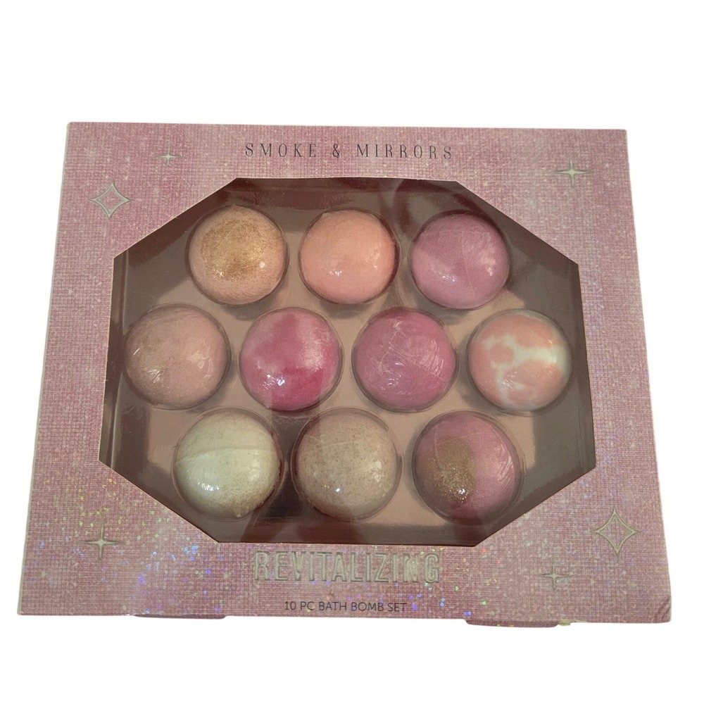 Smoke & Mirrors Revitalizing 10 PC Bath Bomb Set Whipped Vanilla‎ Pink Sugar New